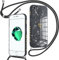 Oelrstfe Handykette für iPhone 8/iPhone SE 2020/iPhone 7/SE 2022 Hülle mit Band,Glitzer Herz Motiv Handyhülle mit Kordel zum Umhängen,Weich Silikon Stoßfest Glitter Necklace Kette Schutzhülle,Schwarz