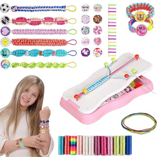 Bracelet D'amitié à Faire Soi-même,DIY Kit Bracelet Fille, Kit de Fabrication de Bijoux, Kit de Fabrication de Bracelets D'amitié pour Filles,Artisanat pour Filles âgées de 8 à 12 ans(Rose)
