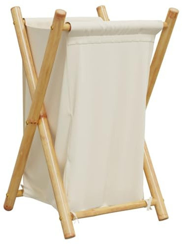 vidaXL Wäschekorb Cremeweiß 41,5x36x63,5 cm Bambus