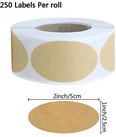 Haoyull 100 pcs/rouleau ovales en papier kraft vide étiquettes faites à la main autocollants pour sceller étiquettes cadeaux décorations de pot Die Cuts Mots de foi