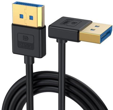 CY Cable Ultrafine Down Angled DisplayPort 1.4 DP to DP 100cm 8K 60hz Ultra-HD UHD 4K 144hz 90 Degree for Desktop Laptop Monitor