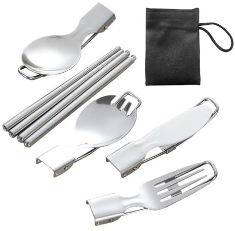 Abnehmbares Reisebesteck-Set, Campingbesteck-Set aus Edelstahl - Faltbares Geschirr,Multifunktionale faltbare Obstgabeln für Outdoor, Wandern,