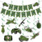Boerni Camouflage Geburtstag Banner Hängender Wirbel, Grün Camo Geburtstagsbanner mit Flugzeugmuster und 9 Camouflage-Hängewirbeln, Militär-Thema Party Dekoration