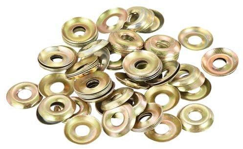 QUARKZMAN 80Pcs Rondelle à Tête Fraisée Cup, Fer Jaune Rondelles de Finition à Tête Fraisée pour Vis M6 (Diamètre Intérieur M6 x Diamètre Extérieur 17mm x Épaisseur 2mm)