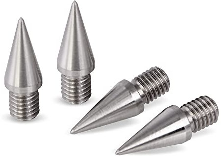 PrecisionGeek - Speaker Spikes 1/4 20 UNC 10mm long, Cone 10mm Diameter, Silver, Material Stainless Steel, for Speakers, HiFi Stands, Cabinets, Soundbars - Set of 4 pieces