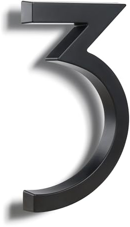 HASWARE Números de casa de ABS elegantes de 6 pulgadas, diseño elegante negro, duradero y fácil de instalar (negro, 3)