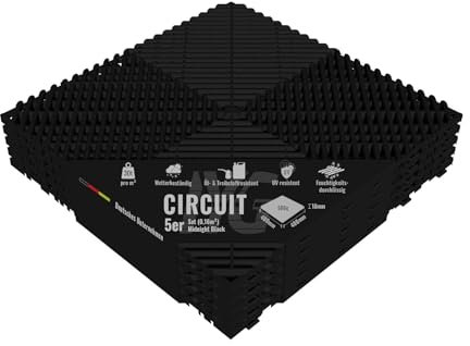 INDIVIDUALise your CAR Garage Floor Tiles Midnight Black 5 Stück Klickfliesen Platte Garagenboden Belag Werkstatt Kunststoff Belag Werkstattboden Matten UV stabil Rutschfest
