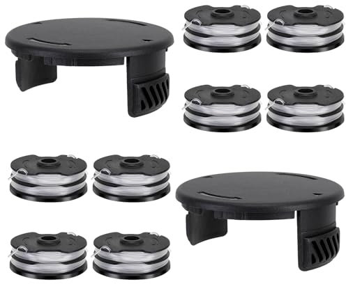 8 Fadenspule Rasentrimmer für Parkside + 2 Spulenabdeckungspule Ersatzspulen Rasentrimmerspulen Trimmerspule Motorsense ersatzteile Akku, Ø 1.65mm, 8.3m, PRTA 20-Li A1/B2/C3;PRT 550 A1/A3;PRT 300 A1
