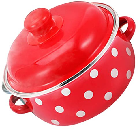 LALADEFIEE Pentola Per Latte Smaltata Con Manici Doppi Potente Contenitore Per Cucina Per Cibi Per Zuppe e Salse Design Elegante e Compatibile Con Induzione