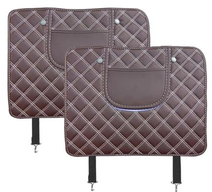 DAYKET 2 Stück Auto Rückenlehnenschutz für Renault Zoe ZE50, Plane Kick-Matten-Schutz für Autositz zurück mit große Aufbewahrungstasche,Short-Coffee