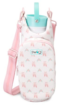 Swig Life Water Bottle Sling Bag, Water Bottle Holder with Adjustable Strap, Carrier Bag with Zippered Phone Pocket, Holds 36oz (On Pointe)