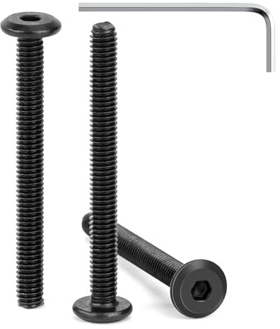 Tunejoy 30 Pièces Vis à Tête Plate M4 x 40 mm Noir Vis à Six Pans Creux en Acier Inoxydable A2 V2A Boulons de Meubles Hexagonale avec Clé Allen Filetage Complet