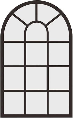 Tuoservo Fenster-Wandspiegel, Wandkunst, einfacher Fensterscheiben-Bogenspiegel, dekorativer Spiegel für Badezimmer, Bauernhaus, Eingangsbereich, Heimdekoration (schwarz)