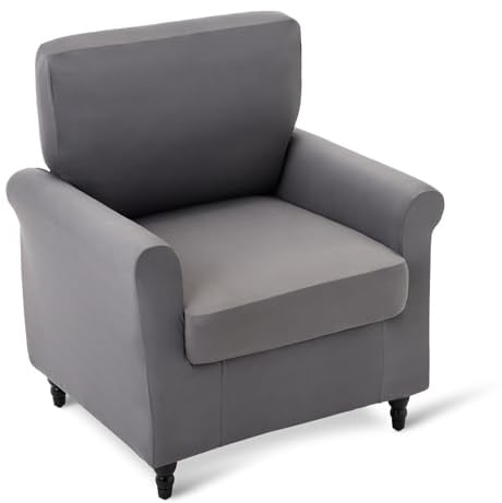 Amazon Basics Hochelastischer Sesselbezug, 1-Sitzer Sofabezug Spandex Rutschfester Möbelschoner, Dunkelgrau