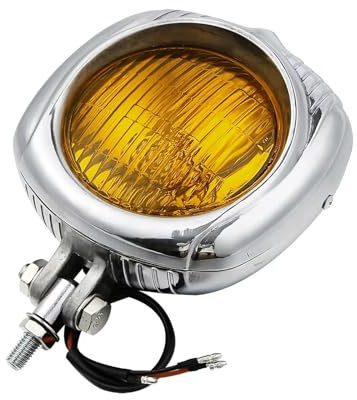 Plaque Phare Moto Lentille Phare Électroline Rétro Adaptée pour Touring pour Sportster pour Chopper pour Bobber Vélos Personnalisés Moto Phare Assemblage(Orange)