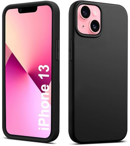 Elekpia Ultradünne Hülle für iPhone 13, Matt Schwarz weiche Silikon Handyhülle mit hautschmeichelnder Griffigkeit | Stoßfeste Anti-Fingerprint Schutzhülle Case