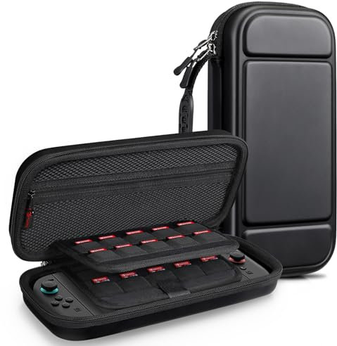 FINTIE Tasche für Nintendo Switch 2(2025 Modell) - Tragetasche Aufbewahrungstasche Hülle Case mit 20 Spielkartenhaltern und Haltegurt für Nintendo Switch Konsole und Zubehör, Schwarz