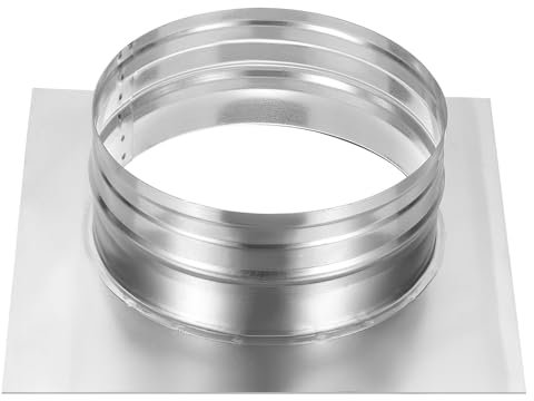 PATIKIL 7 / 180mm Duct Connector Flange, Dryer Vent Wall Plate Square to Round Straight Pipe Flange Chimney Top Plate for Air Heating Cooling Ventilation HVAC System, 250x250mm Base