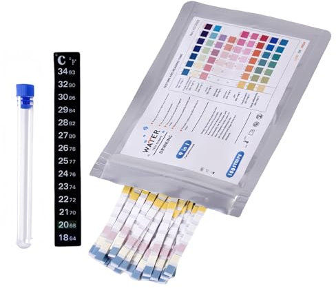 100 Artikel Aquarium Wassertest Aquarium Teststreifen Nitrit Test Aquarium 9 in 1 Teststreifen Aquarium Zur Messung Von Ph-Wert, Wasserhärte, Chlor, Nitrit in Aquarien, Fischbecken