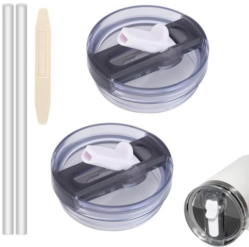 2 Pack Detachable Flip Straw Lid Replacement for 40oz Stanley Quencher and ProTour,Leak Proof Lid,No Spill Tumbler Lids Reusable Replacement for 40 oz Stanley Cup Accessories (White)