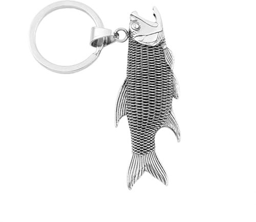 Hao Wu Xuan Mode Punk Fisch Schlüsselanhänger Edelstahl Silber Farbe Antik Metall Verschluss Schlüsselanhänger Auto Schlüssel Zubehör Charme Schmuck