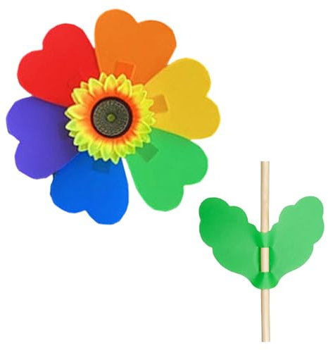 Rdxanc Pack Of 10 Sunflowers Windmill 26cm Colorful 6 Outdoor Garden Decor With Wood Stake For Yard Camping Photography