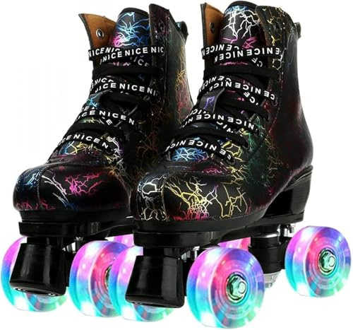 Unisex-Rollschuhe Doppelreihige High-top-Rollschuhe Mit Vier Rädern Pu-Leder Mit Vier Rollen Rollschuhe Für Den Innenbereich Im Freien, A3, 46