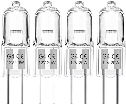 EASYIVY Bombilla Halógena G4 12V 20W, Lampara Halogena G4 Regulable 300LM para Horno, Candelabros, Iluminación del Paisaje, Luz del Gabinete, Blanco Cálido 2700K, Paquete de 4