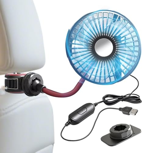 Ahuuen Ventilador Portátil Para Coche 3 Velocidades Potente | Ventilador Refrescante Para Asiento De Coche | Dispositivos USB Portátiles Circulación Aire Frío Para Asiento Trasero Camión Exterior
