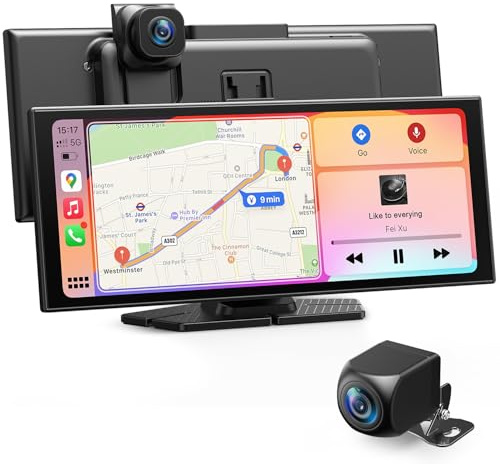 eRapta 10.26'' Carplay Display für Android Auto & Apple CarPlay | Wireless,4K Dashcam mit 1080P IP69 Rückfahrkamera,Bluetooth, Sprachsteuerung,IPS Touchscreen Mirror Link,AUX,GPS-Navigation