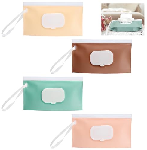 HENGBIRD Boîte Lingettes Bébé 4 Couleurs, Réutilisable Hermétique Sans BPA Étanche Sac Lingettes Humides de Voyage Boîte à Lingettes Écologique Durable Design, Minimaliste pour Maison et Poussette