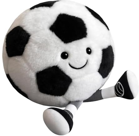PjuQow Fußball Kuscheltier, Weiches Plüschtier für Fußballfans, Fußball Zubehör für Kinder und Erwachsene, Perfekte Deko für Wohnzimmer und Büro, Geburtstage und Fußballpartys