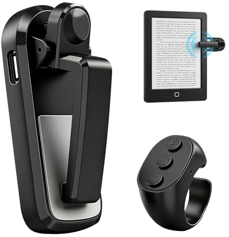 HUAJUN Anello per girare pagine con telecomando per Kindle Paperwhite, controller Bluetooth per cellulare, telecomando wireless ad anello, supporto iOS, Android e tablet con caricabatterie
