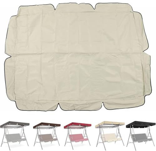 Hollywoodschaukel Dachbezug 210x145cm 190x120cm, 3 Sitzer Ersatzdach Hollywoodschaukel Dach Wasserdicht, Sonnendach Ersatz-Bezug Für Gartenschaukel(Beige,74.8x47.2in/190x120cm)