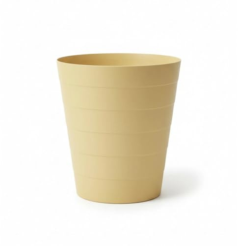 HOMESHOPA Plastic Waste Paper Bin, Pastel Yellow 6L Round Waste Basket Trash Can, Lightweight Rubbish Bin for Kitchen, Bedroom, Bathroom, Open-Top Design, Ourdoor Gargabe Container Dustbin