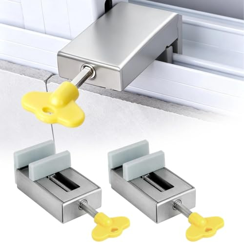 2PCS Cerradura Ventana Corredera, Tope Puerta Seguro Ventana Corredera | Seguridad Infantil y Refuerzo para Ventanas y Puertas Correderas, Diseño Resistente y Fácil Instalación