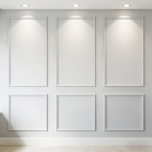 6 Rahmen Vorgeschnittenes Wandleisten Set, Vorgefertigte Wandpaneele Zierleisten, Stuckleisten aus Lackierbarem Polystyrol, Wasserfeste Wandleiste, DIY Wanddekoration für Wohnzimmer Schlafzimmer Flur