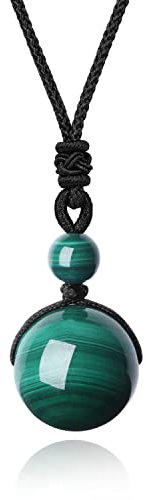COAI Pendentif Rond Collier Ajustable Malachite Homme Femme