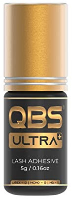 QBS Ultra Plus Kleber - Falscher Wimpernkleber mit starken Dämpfen, 2-3 Sekunden Trocknungszeit, Wimpernkleber mit Konservenpackung, Kleberhaltering, Silicasack - Sparpackung - 3 Flaschen mit 3g