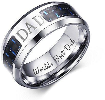 VNOX Personalisierbarer Edelstahlring für Männer - 8 mm Breite, Größen 7-12 - Ideal als Geschenk für Väter