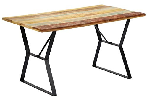 vidaXL Tavolo da Pranzo Stile Industriale Robusto Resistente Lavorazione Artigianale Stabile Tavola Mensa 140x80x76 cm in Legno Massello di Recupero
