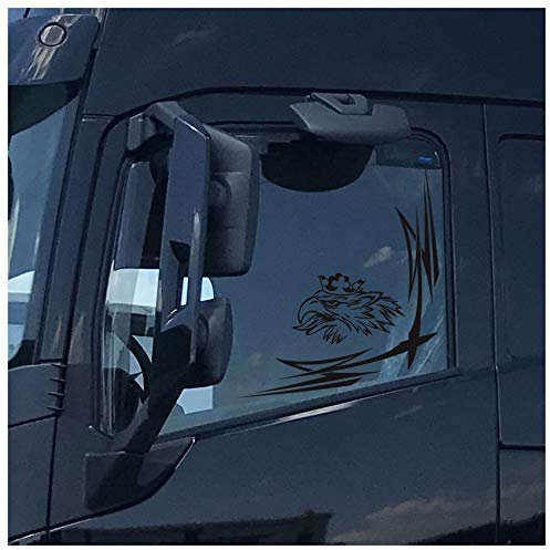 Greif Fensterdekor LKW Aufkleber Dekor Sticker Fenster Scallops Ornamente Rauten KX036 (Schwarz Glanz, Außenklebend)