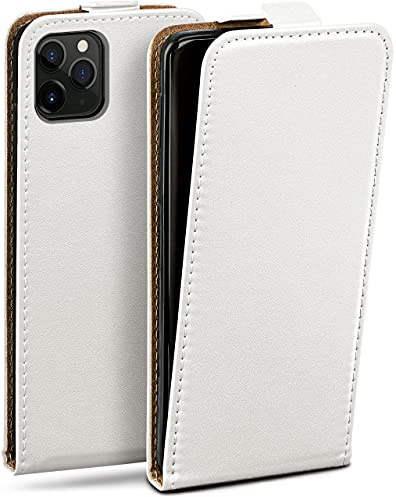 moex Flip Case für iPhone 11 Pro Hülle klappbar mit 360 Grad Schutz, Handyhülle mit Displayschutz, PU Leder Handytasche Lederhülle, Flip Case Cover Klapphülle, Weiß
