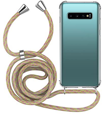 MyGadget Handykette für Samsung Galaxy S10 - [ TPU Hülle mit verstellbaren Band ] - Handyhülle mit Handyband zum Umhängen Kordel Case Schutzhülle - Muster Bunt