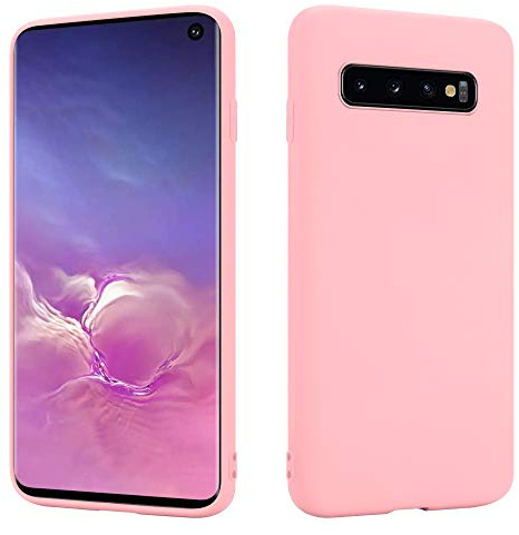 HSP Coque pour Samsung Galaxy S10, Protection Silicone, Case, Housse, Rose | Antichoc, anti-rayures, anti-traces, découpes précises, bords surélevés, caméra protégée, étui téléphone portable