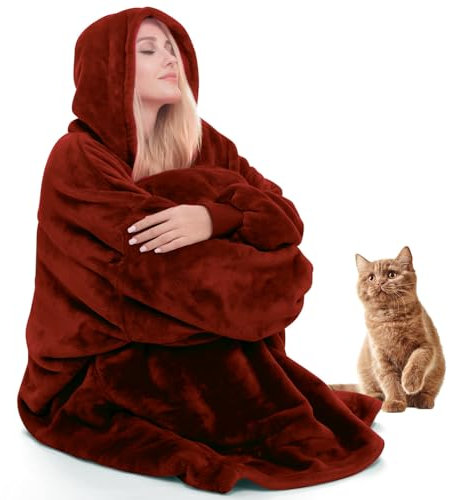 Daverose Hoodie Decke mit Ärmeln und Kapuze Damen, Decken Hoodie Damen, Superweiche und Warme Flanell Kuscheldecke mit Ärmeln, Oversized Blanket Hoodie als Geschenke für Herren Damen