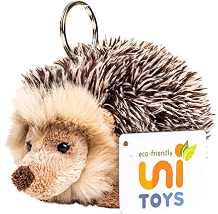 Uni-Toys - Igel mit Schlüsselanhänger - 13 cm (Länge) - Plüsch-Igel - Plüschtier, Kuscheltier