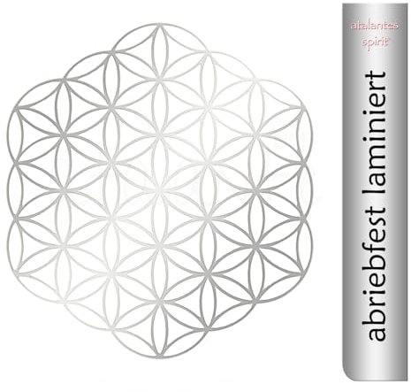 Blume des Lebens Aufkleber - ohne Außenkreise - 3cm laminiert - Folie transparent (50, Silber)