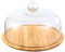 VOSAREA 1 Set Glass Dome Cover with Wood Plate Round Dessert Serving Plate Clear Cake Show Stand Cake Display Cloche Dome Cover Cake Platter Cover (26cm)