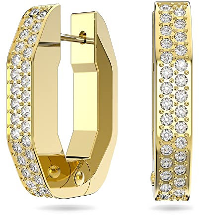 Swarovski Dextera Kreolen, Vergoldete, Achteckige Ohrringe mit Strahlenden Swarovski Kristallen